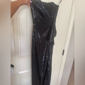 Lulu's Black Sequin Strapless Gown